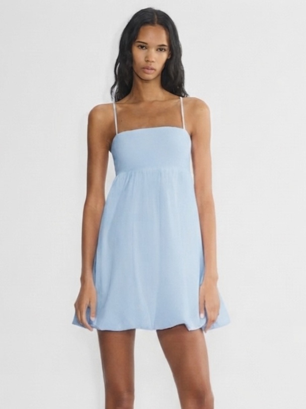 Aritzia Sunday Best Sz M Elio Poplin Bubble Skirt Cotton Baby Blue Mini Dress